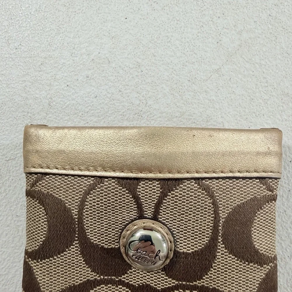Coach Signature Canvas Leather Soft Eyeglasses Sunglasses Case Gold Squeeze Top